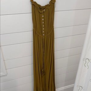 Elan Olive Jumpsuit with Button Detail